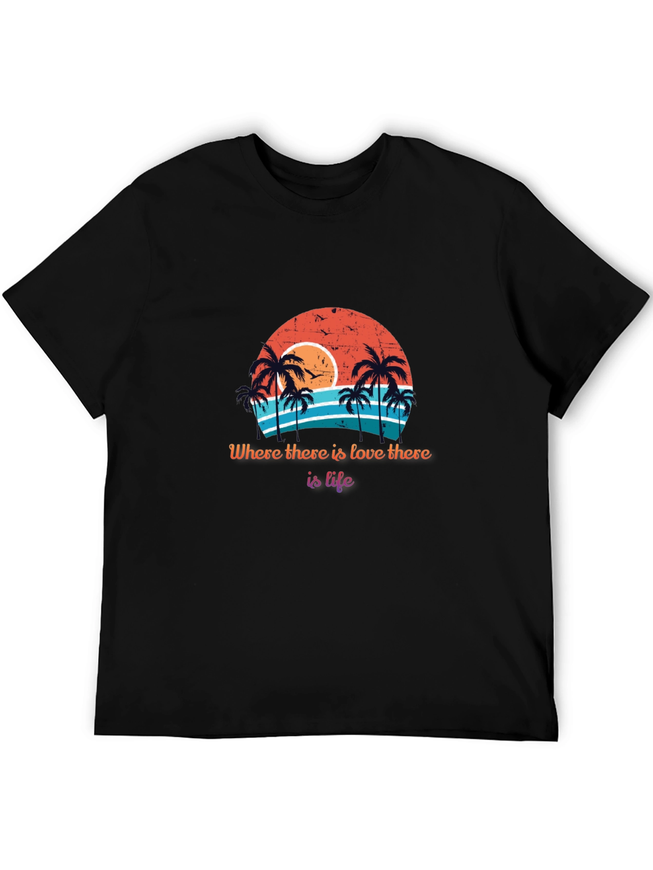 Retro Sunset Palm Tree T-Shirt - Love is Life