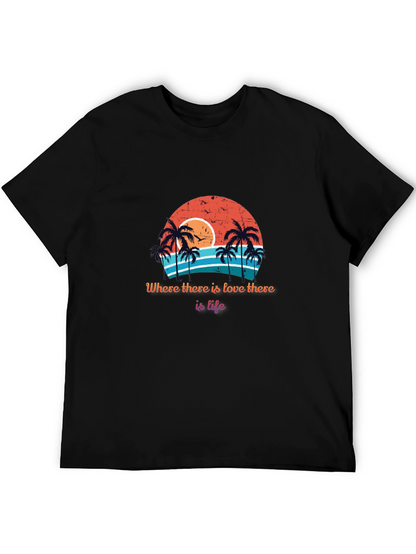 Retro Sunset Palm Tree T-Shirt - Love is Life