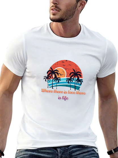 Retro Sunset Palm Tree T-Shirt - Love is Life