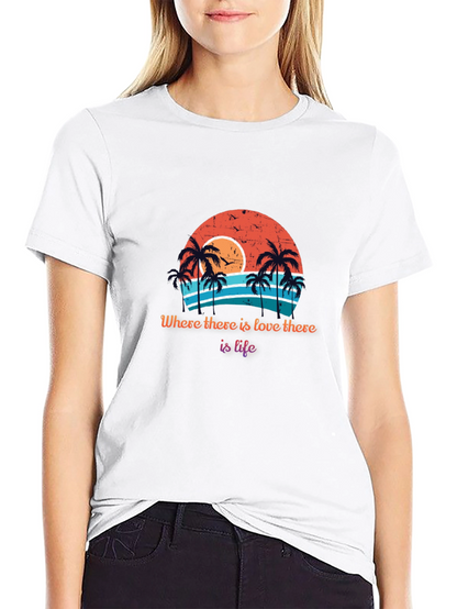 Retro Sunset Palm Tree T-Shirt - Love is Life