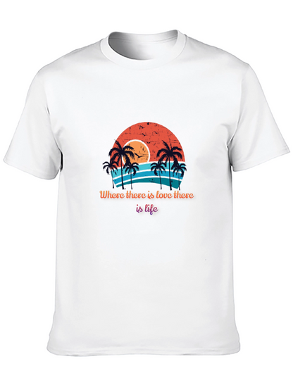 Retro Sunset Palm Tree T-Shirt - Love is Life
