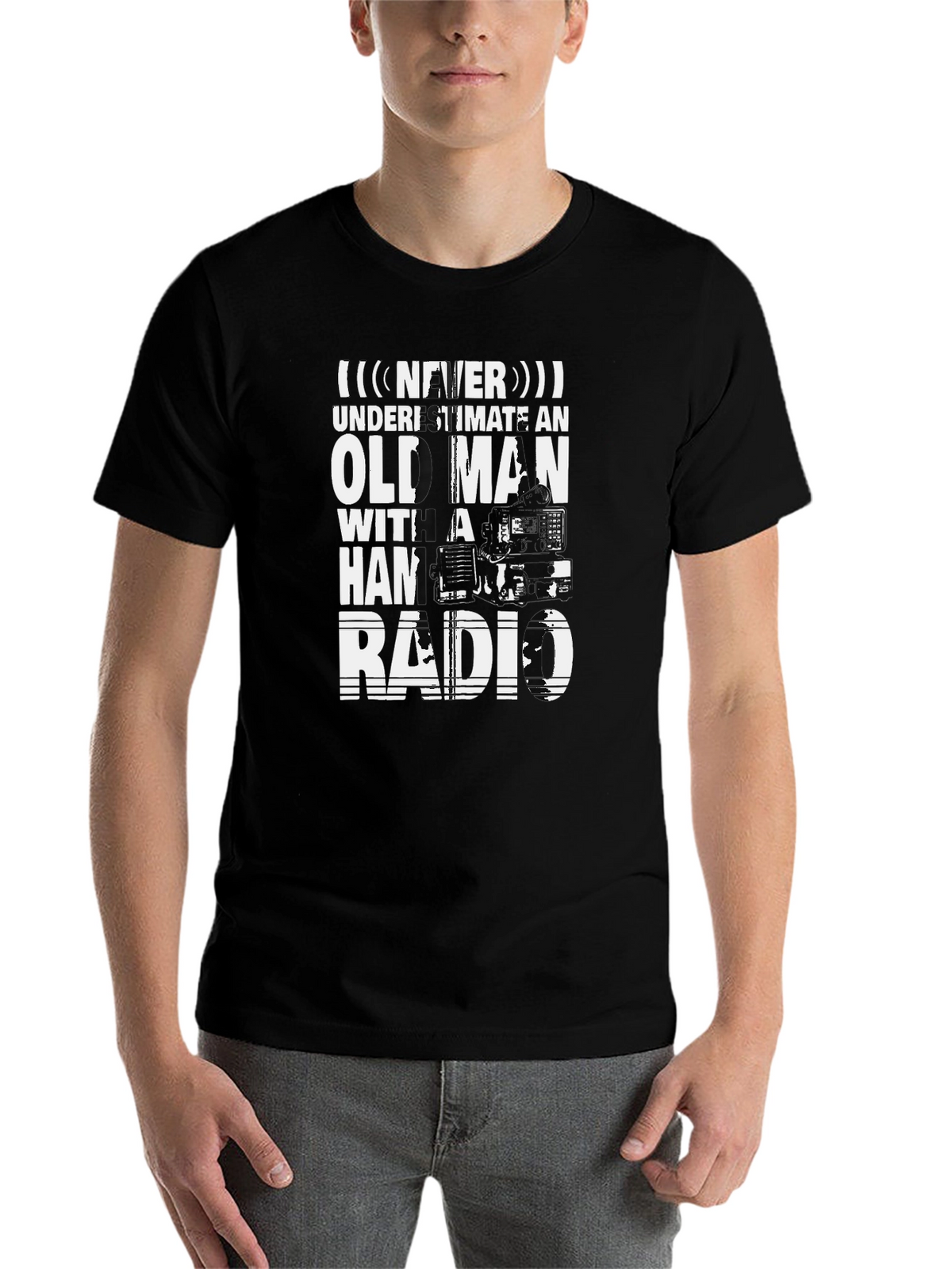Never Underestimate Old Man with Ham Radio T-Shirt