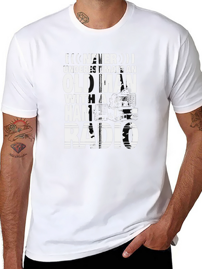 Never Underestimate Old Man with Ham Radio T-Shirt
