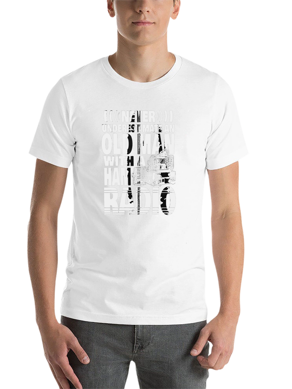 Never Underestimate Old Man with Ham Radio T-Shirt