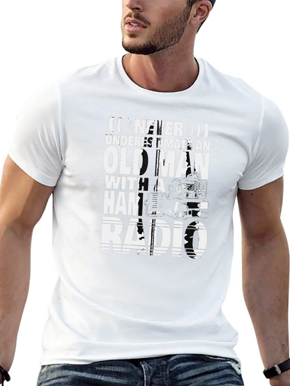 Never Underestimate Old Man with Ham Radio T-Shirt