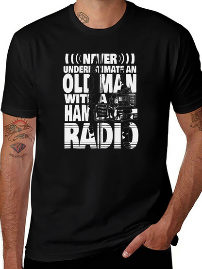 Never Underestimate Old Man with Ham Radio T-Shirt