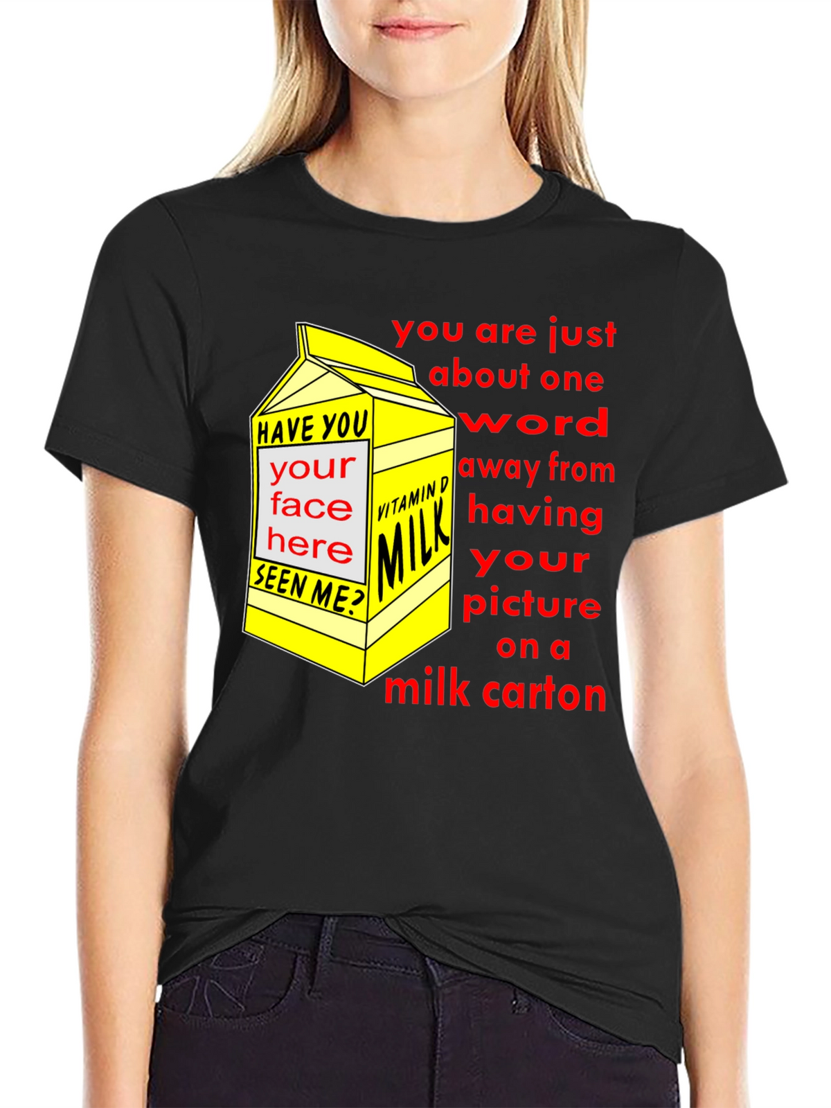 Funny Milk Carton T-Shirt - Missing Person Joke