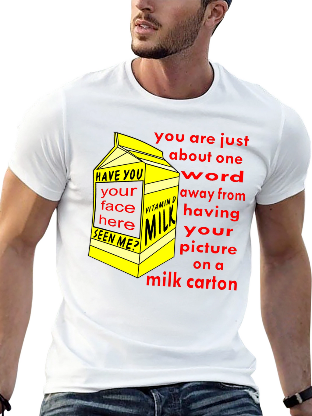 Funny Milk Carton T-Shirt - Missing Person Joke