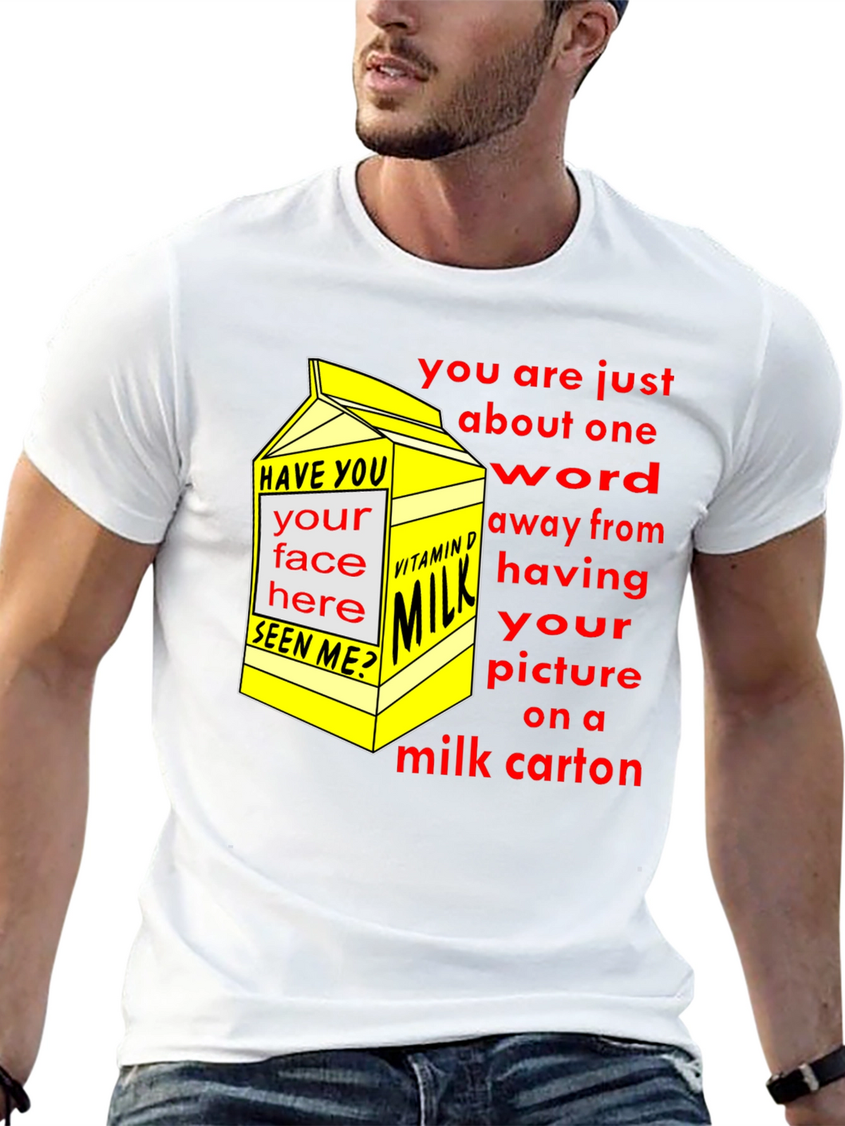 Funny Milk Carton T-Shirt - Missing Person Joke