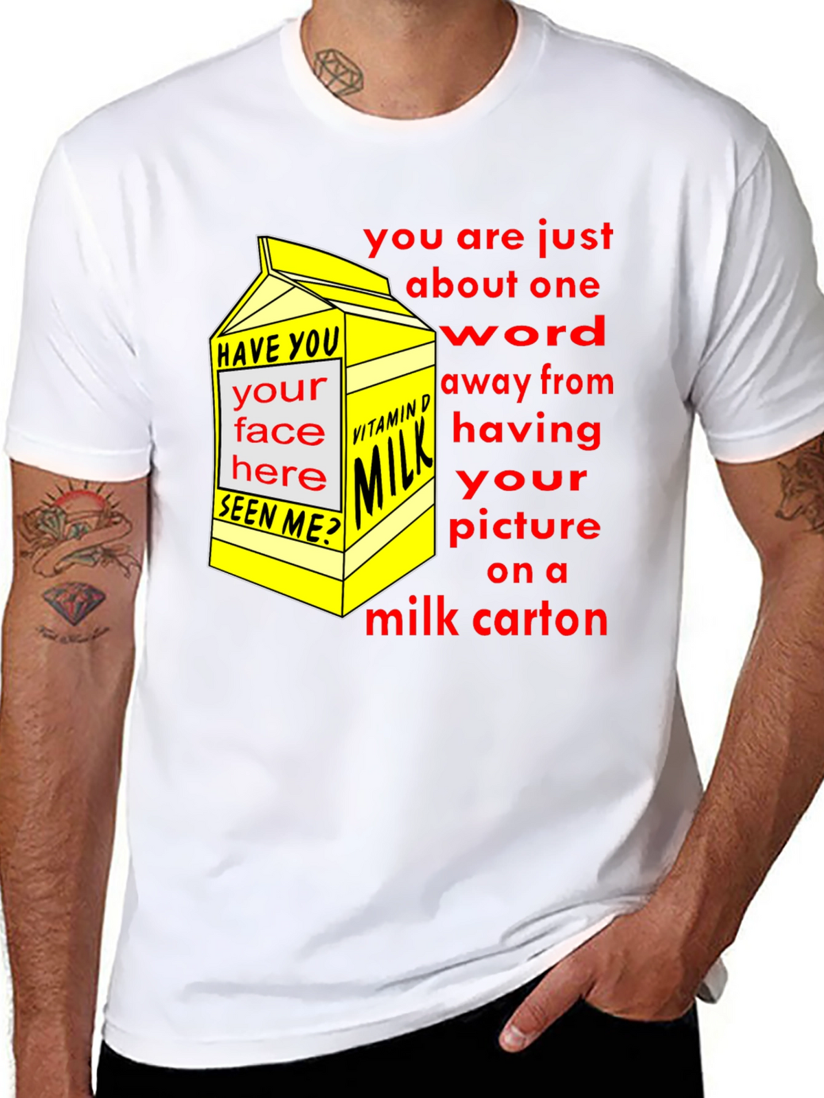 Funny Milk Carton T-Shirt - Missing Person Joke