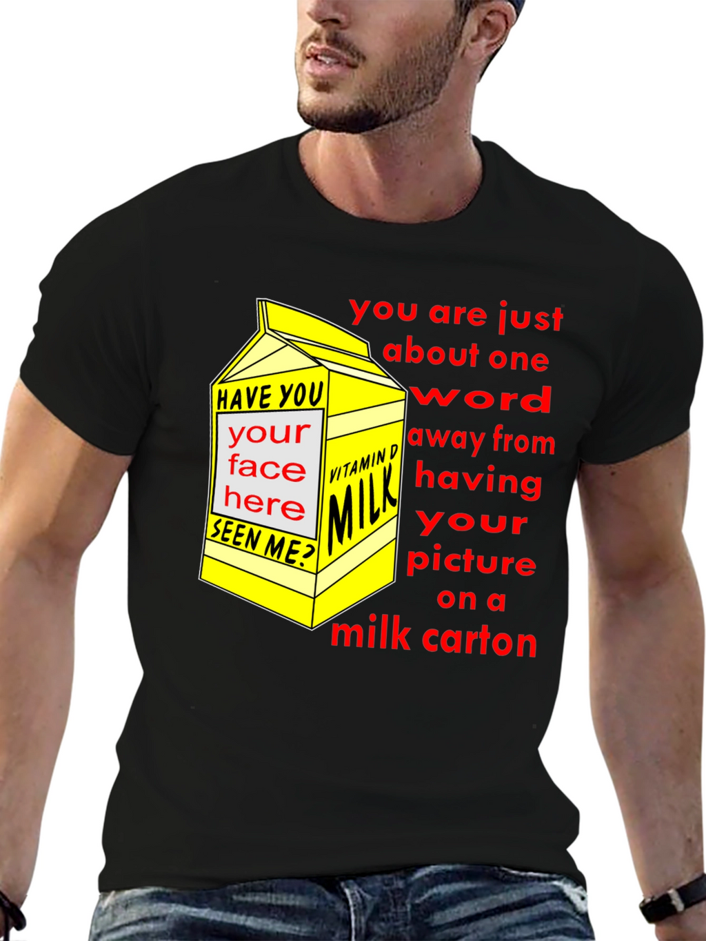 Funny Milk Carton T-Shirt - Missing Person Joke