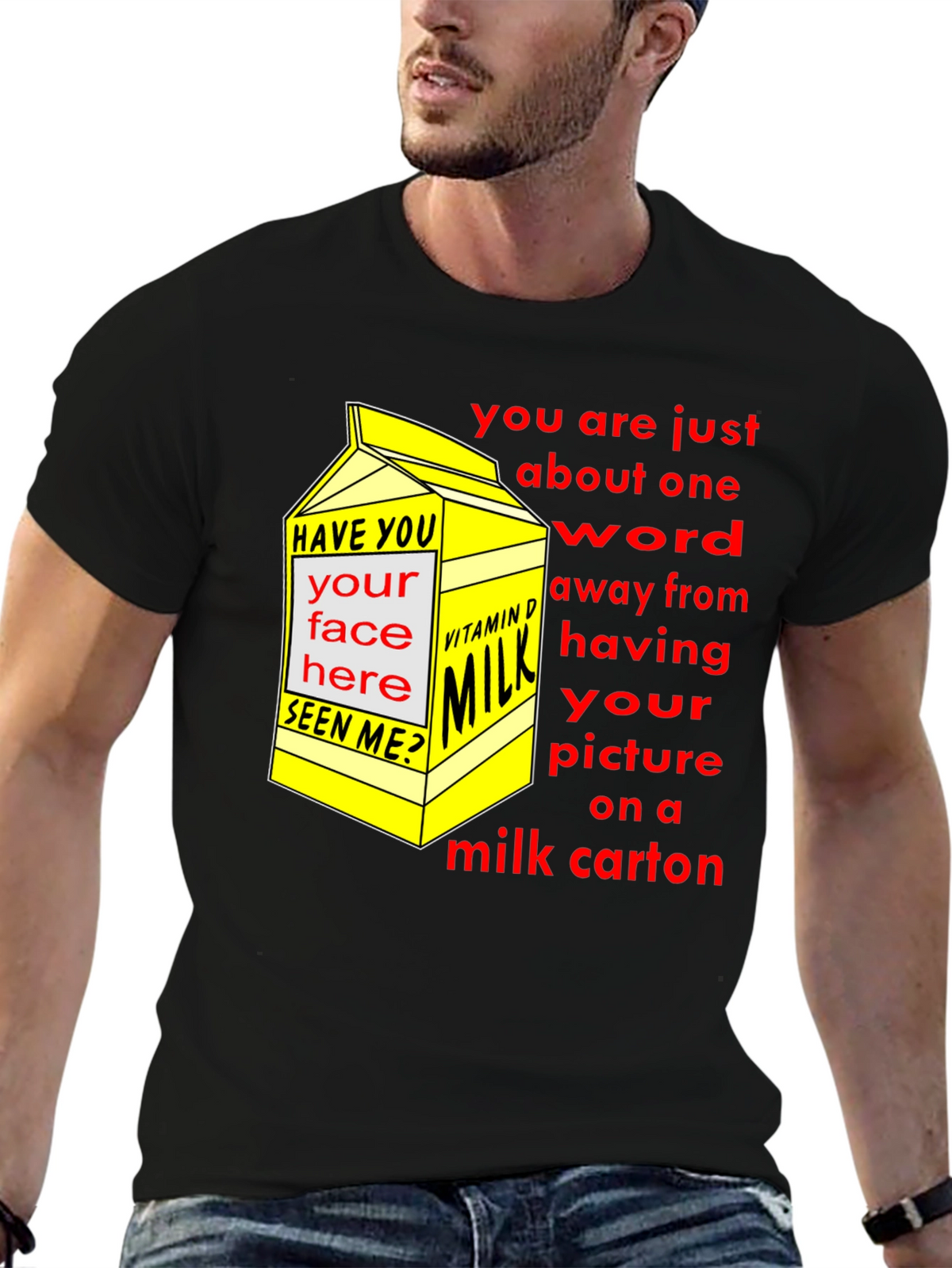 Funny Milk Carton T-Shirt - Missing Person Joke