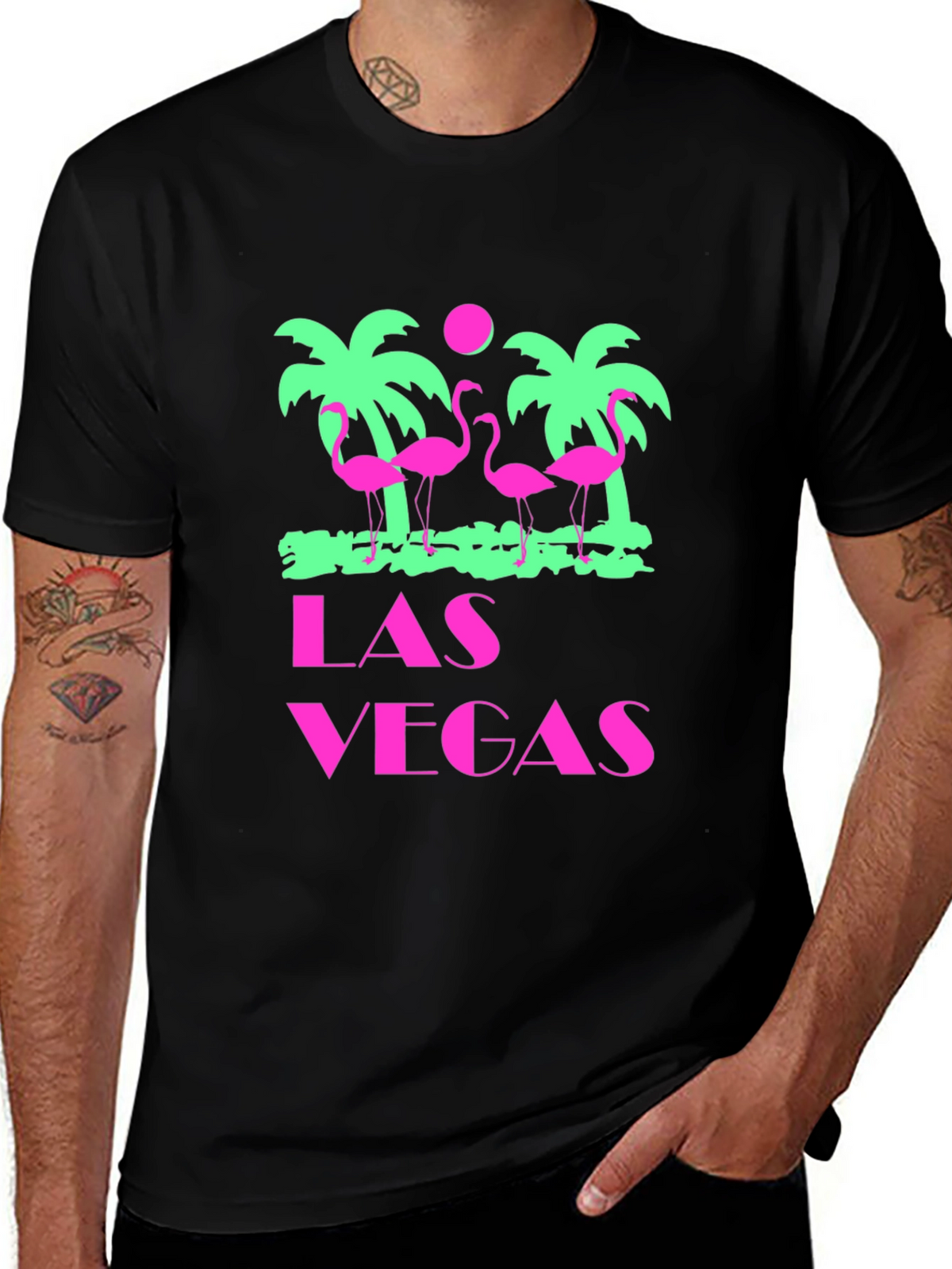 Las Vegas Flamingo Palms T-Shirt - Black