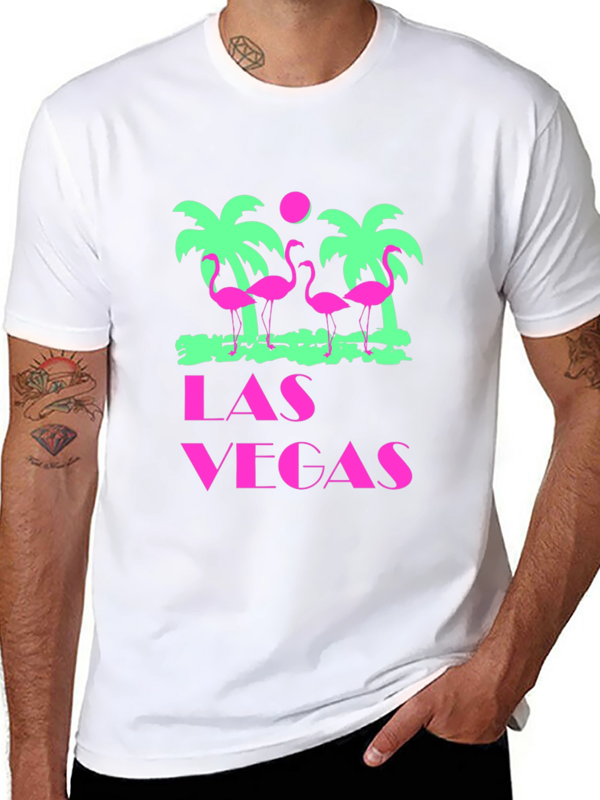 Las Vegas Flamingo Palms T-Shirt - Black