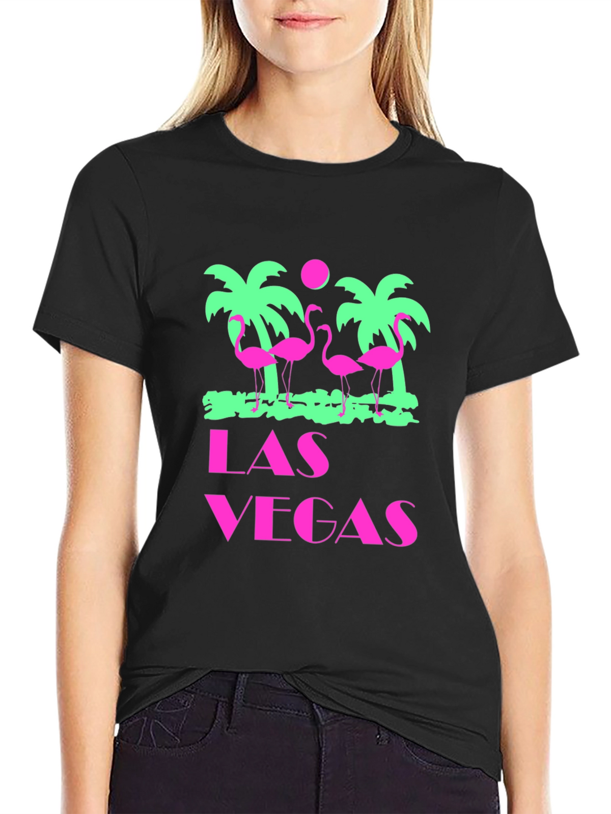Las Vegas Flamingo Palms T-Shirt - Black