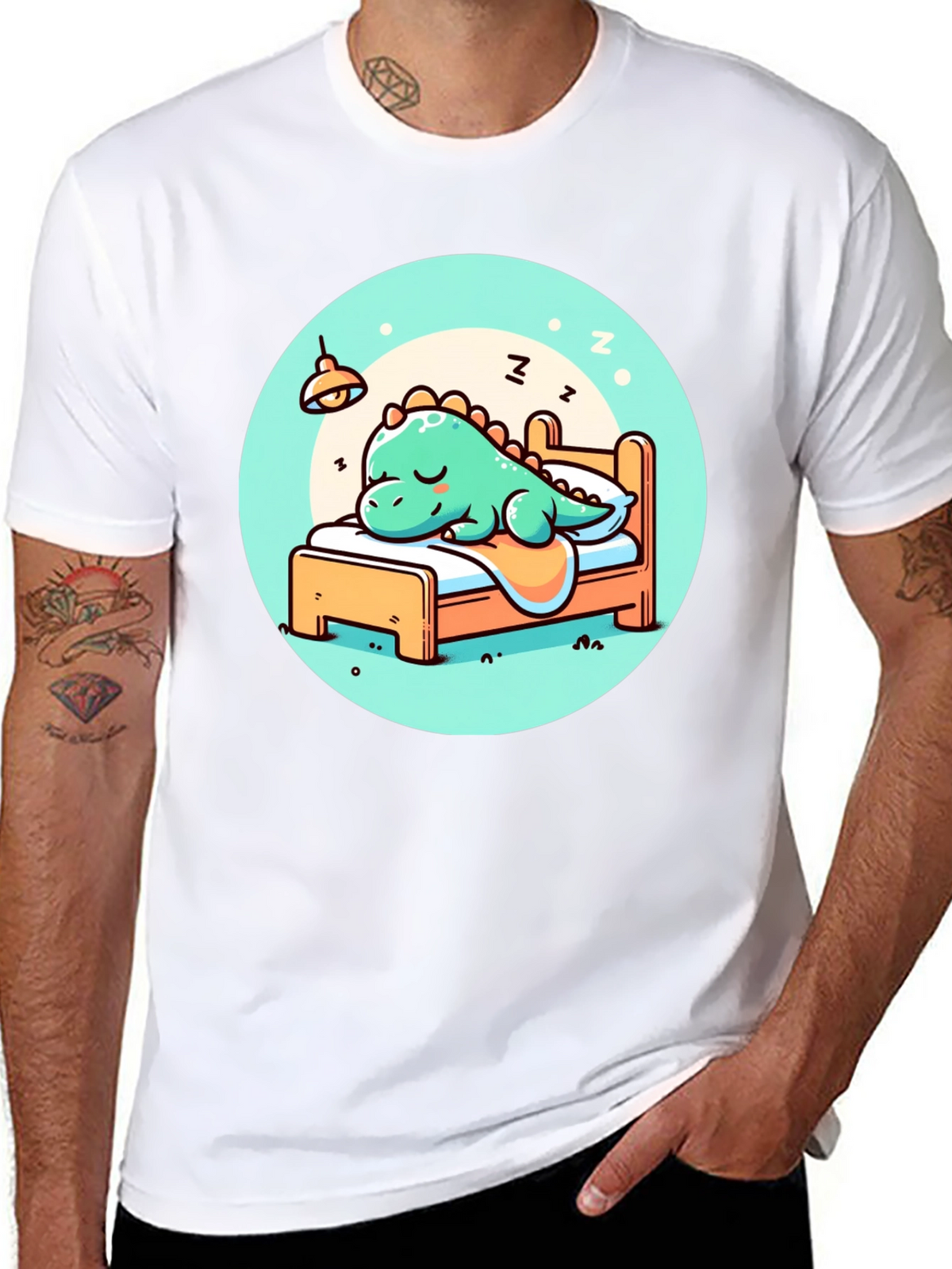 Sleeping Dino Tee - Cute Cartoon Dinosaur T-Shirt