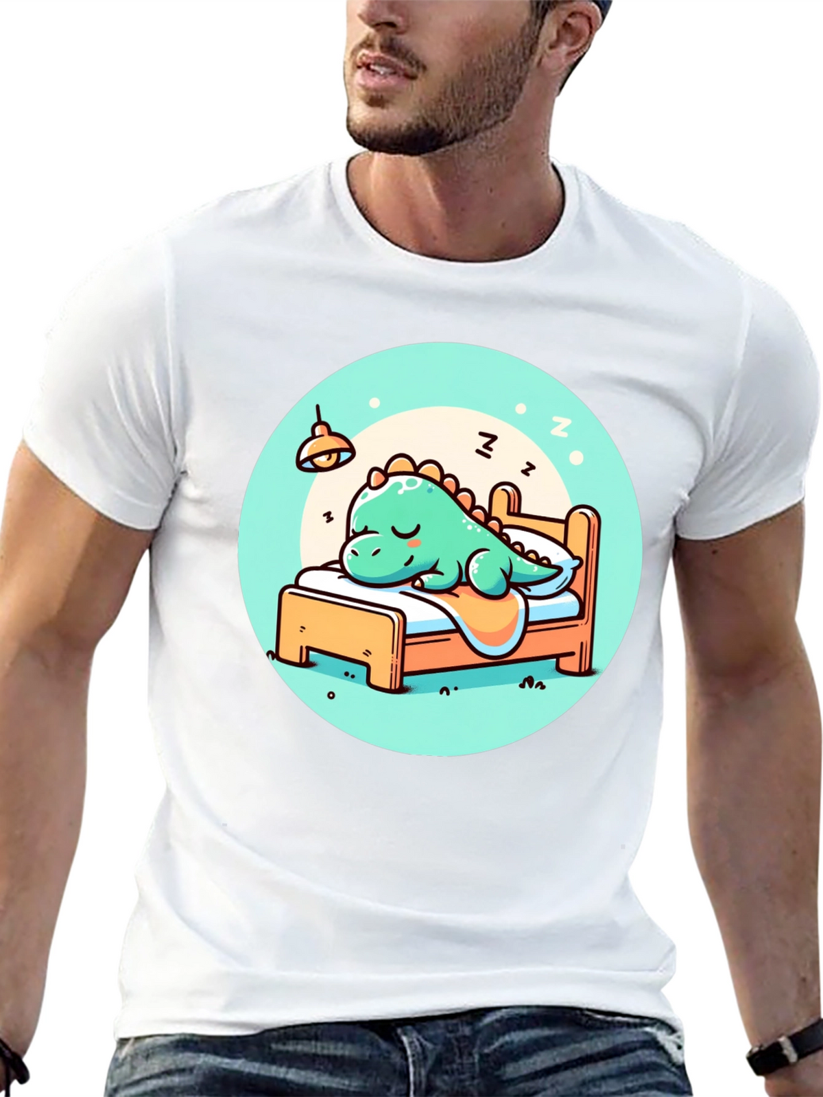 Sleeping Dino Tee - Cute Cartoon Dinosaur T-Shirt