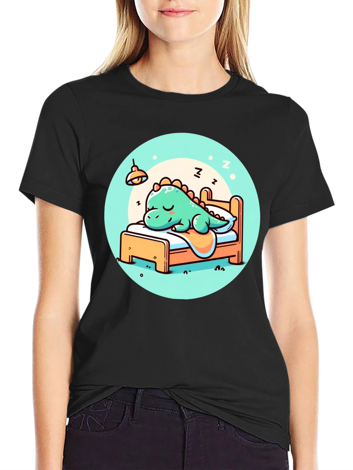 Sleeping Dino Tee - Cute Cartoon Dinosaur T-Shirt