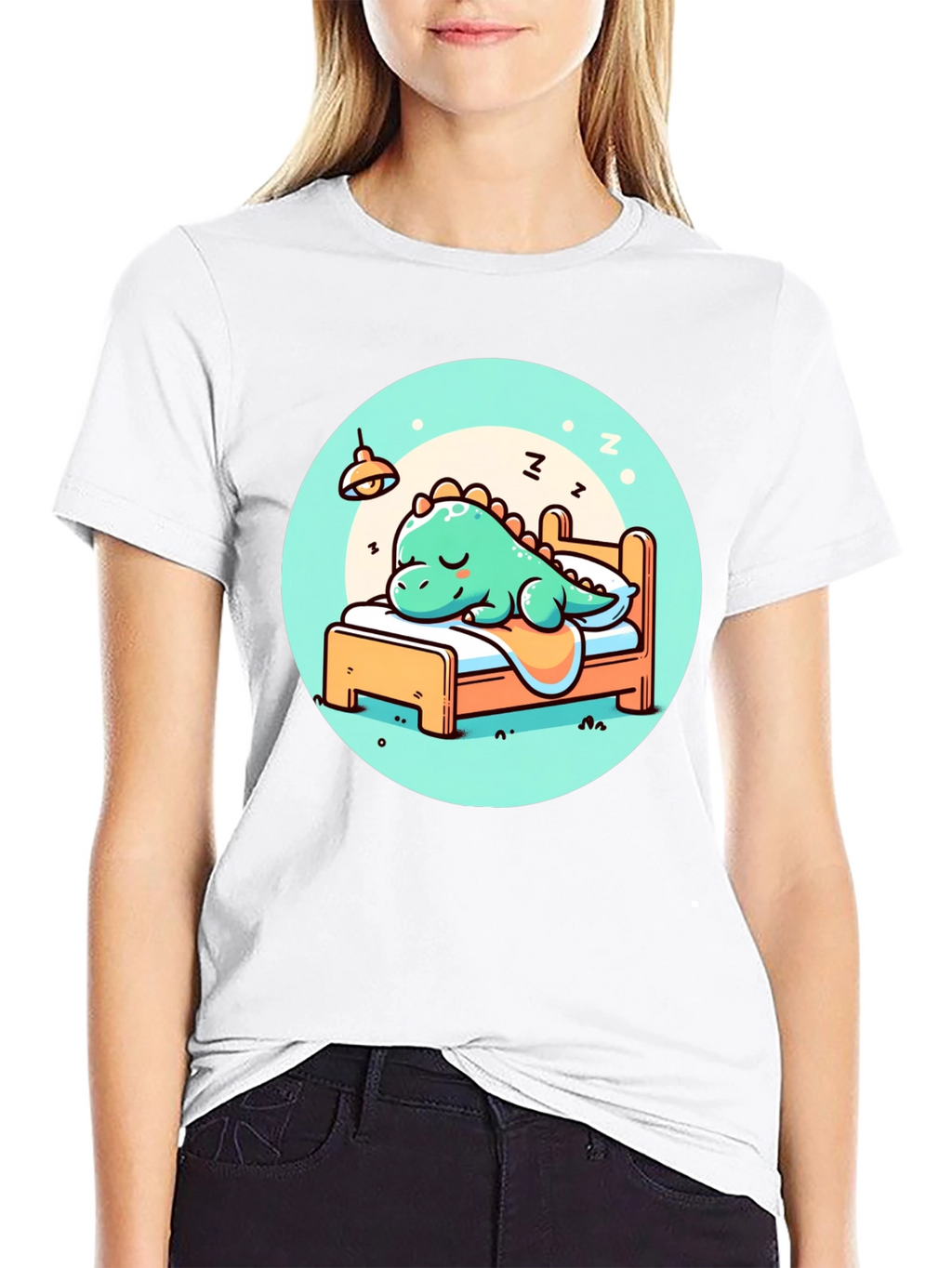 Sleeping Dino Tee - Cute Cartoon Dinosaur T-Shirt