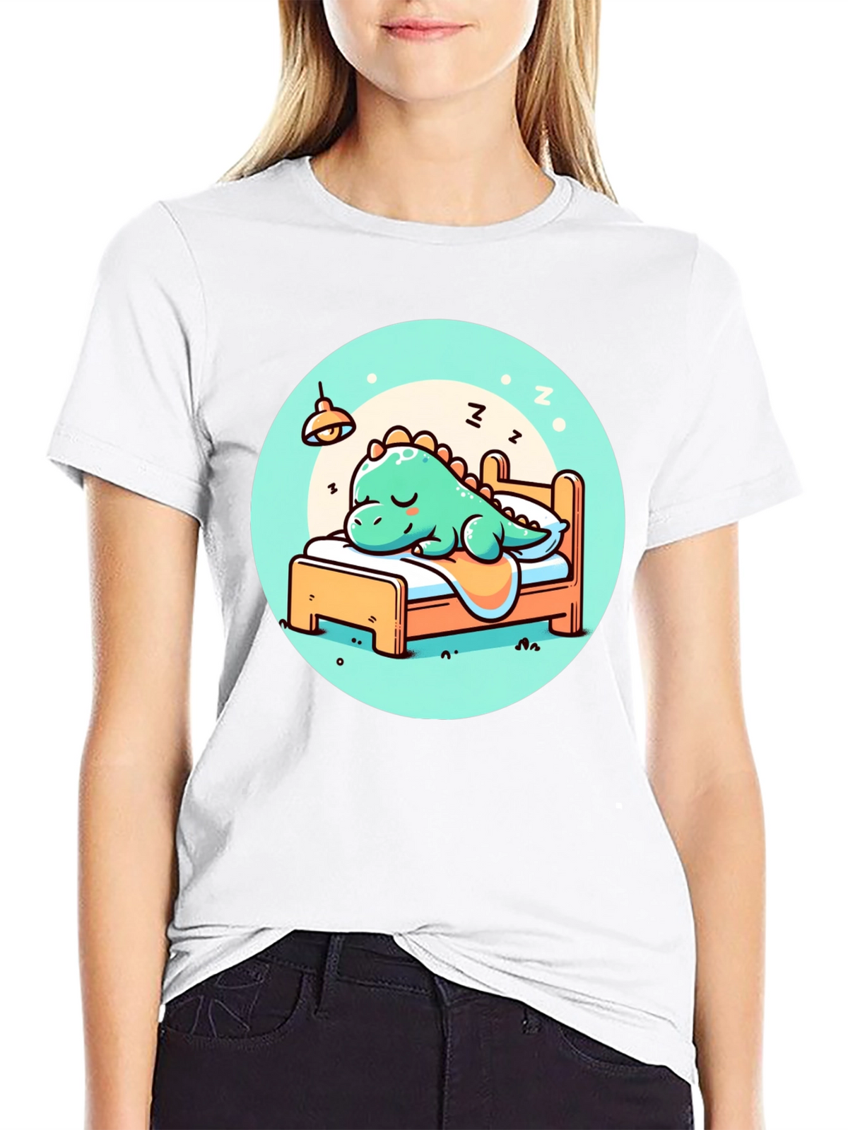 Sleeping Dino Tee - Cute Cartoon Dinosaur T-Shirt