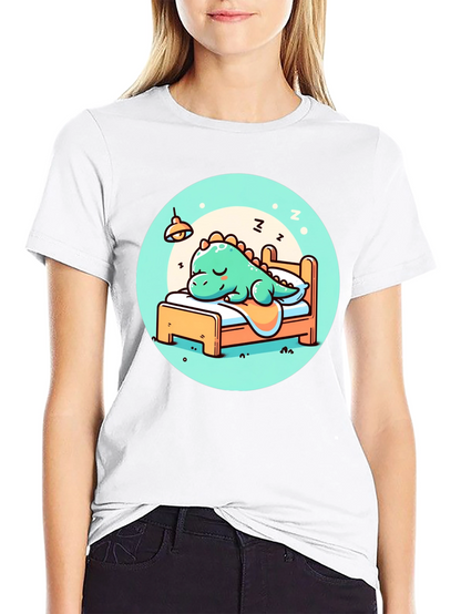 Sleeping Dino Tee - Cute Cartoon Dinosaur T-Shirt