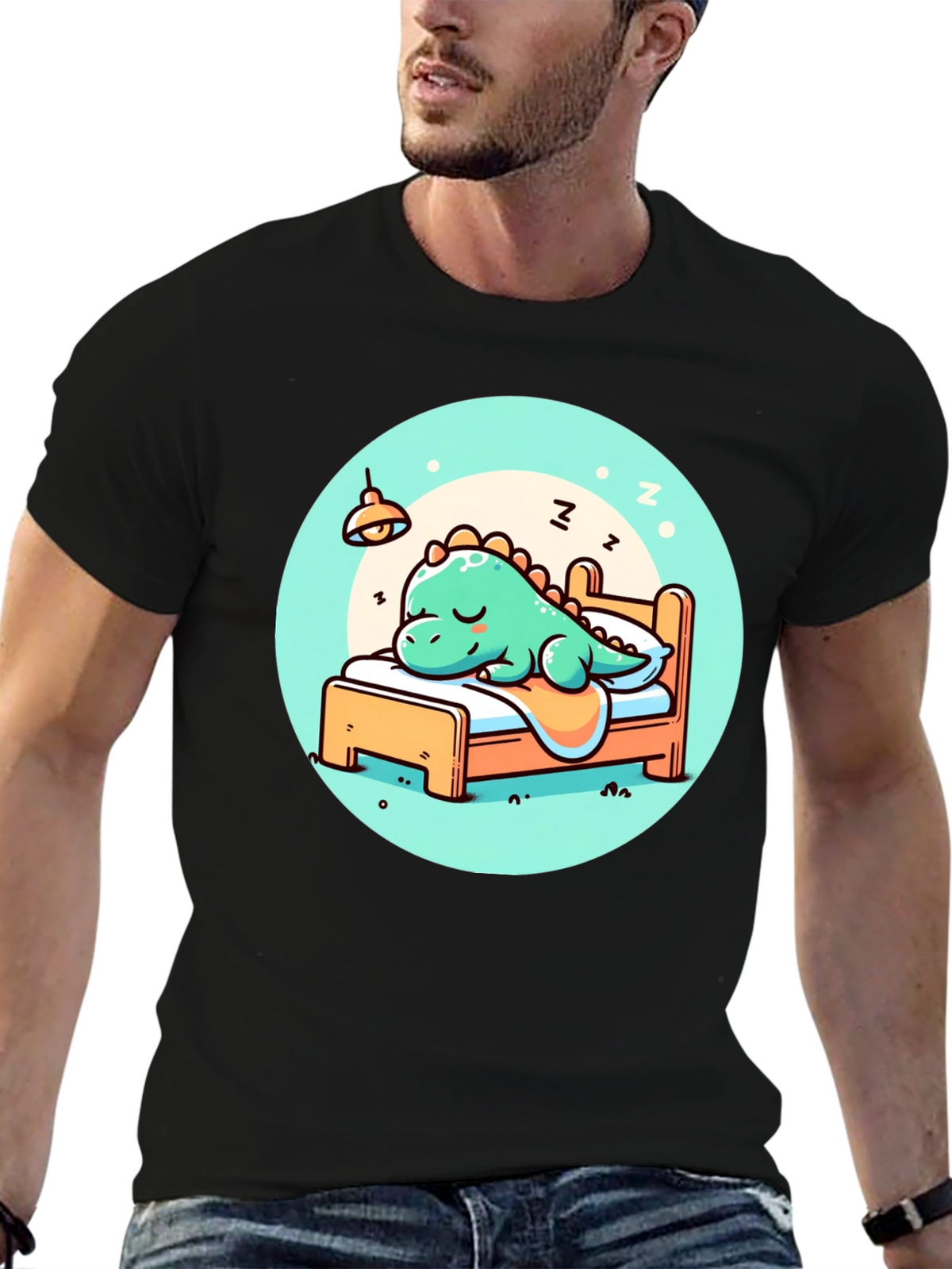 Sleeping Dino Tee - Cute Cartoon Dinosaur T-Shirt