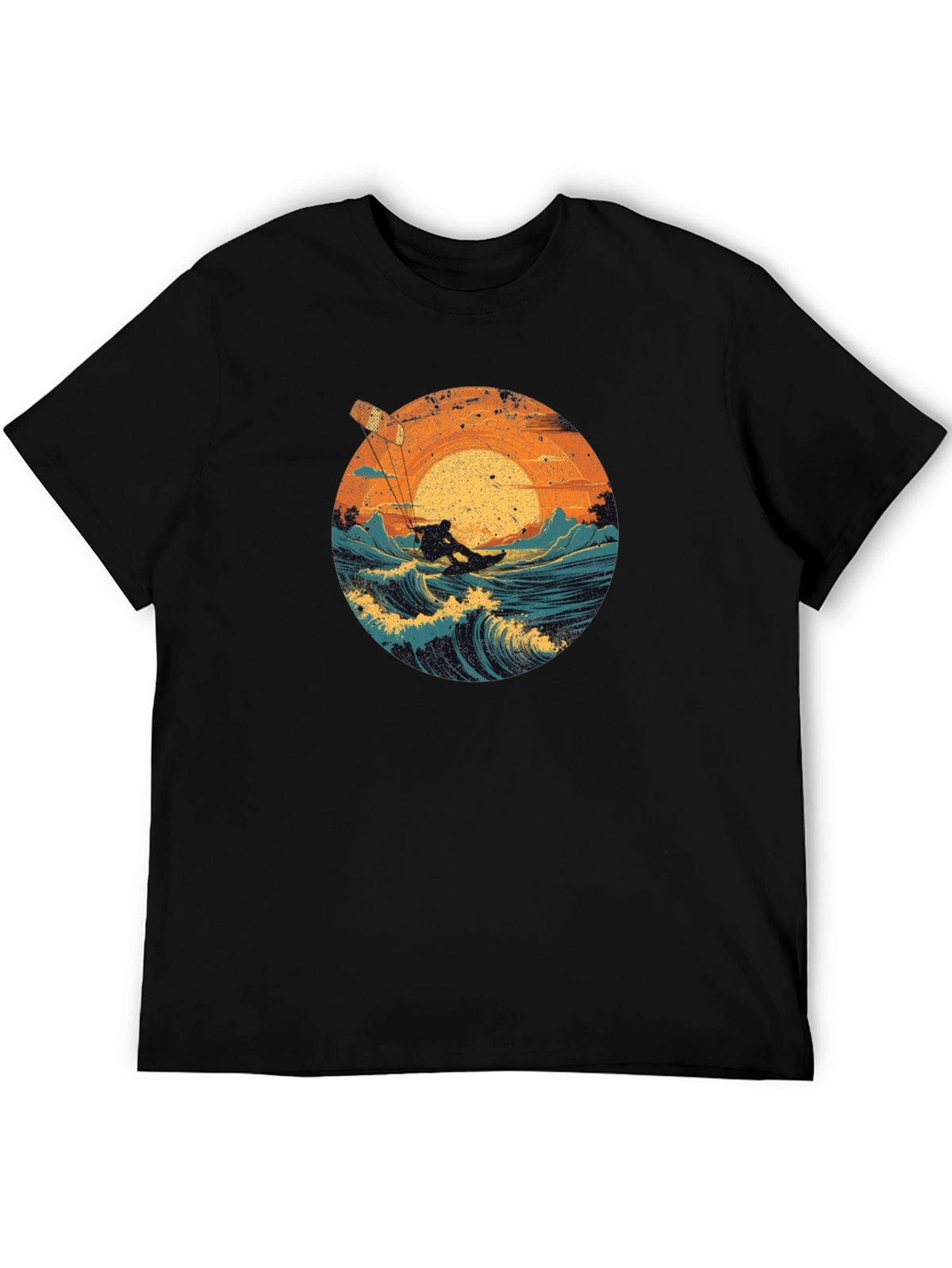 Surfer Graphic Tee - Black Cotton T-Shirt