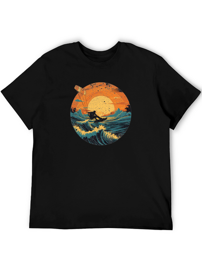 Surfer Graphic Tee - Black Cotton T-Shirt
