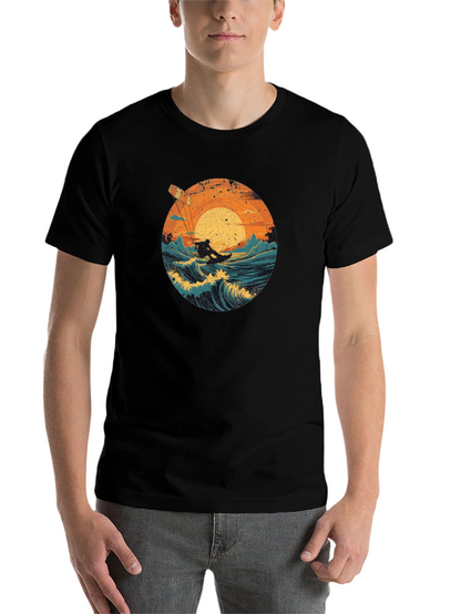 Surfer Graphic Tee - Black Cotton T-Shirt