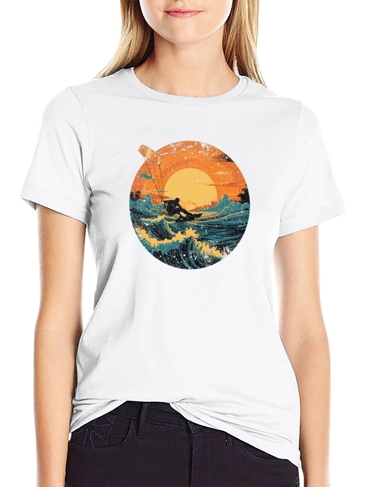 Surfer Graphic Tee - Black Cotton T-Shirt
