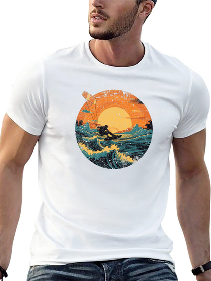 Surfer Graphic Tee - Black Cotton T-Shirt