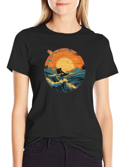 Surfer Graphic Tee - Black Cotton T-Shirt