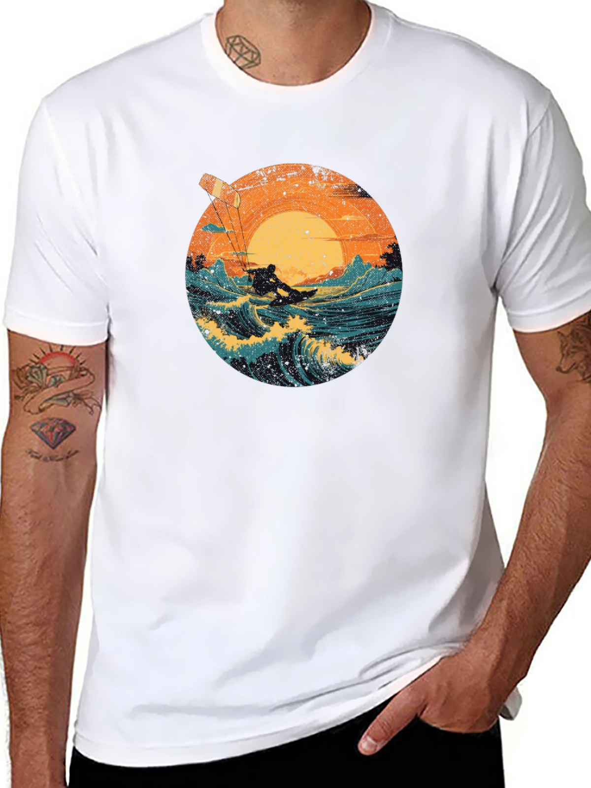 Surfer Graphic Tee - Black Cotton T-Shirt