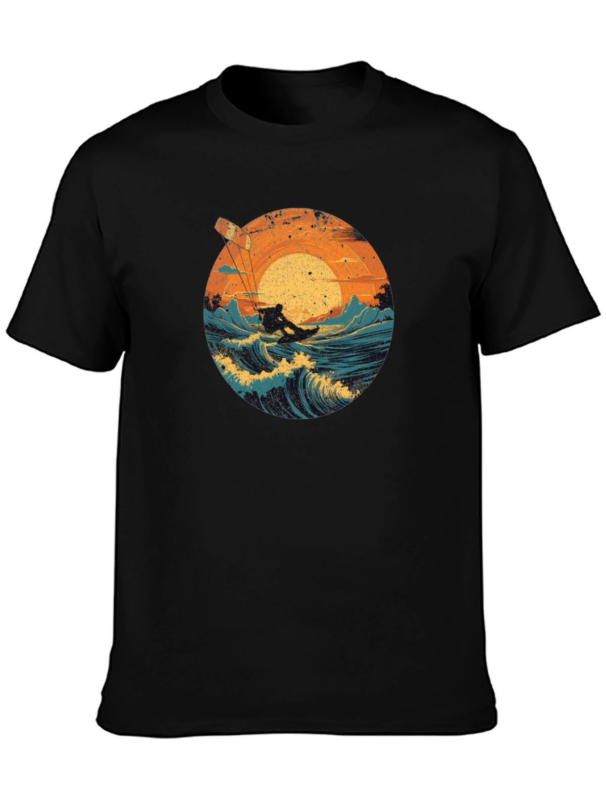 Surfer Graphic Tee - Black Cotton T-Shirt