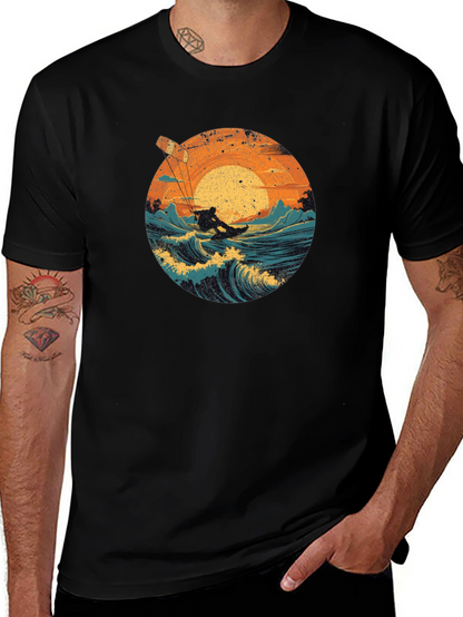 Surfer Graphic Tee - Black Cotton T-Shirt