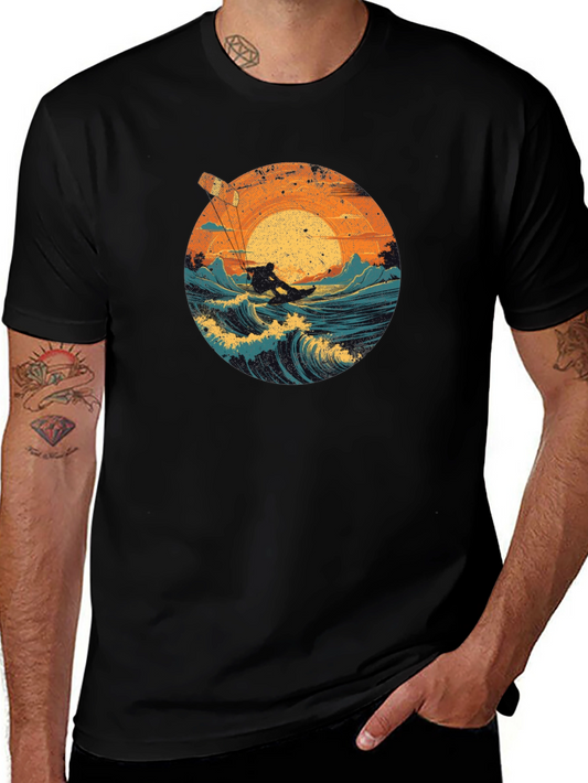 Surfer Graphic Tee - Black Cotton T-Shirt