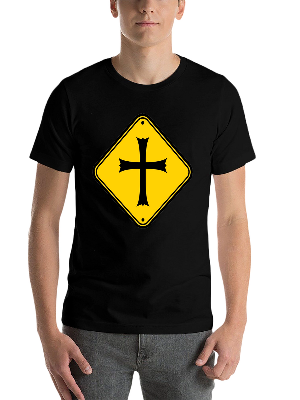 Crossroad Sign T-Shirt - Black Cotton Tee