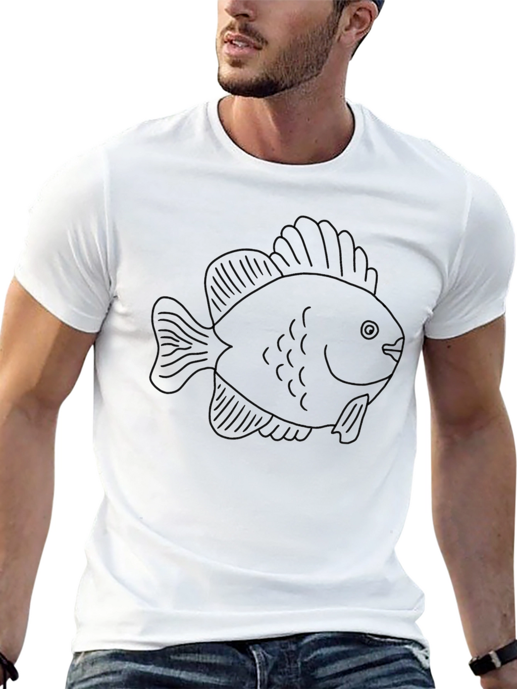 Mens Black Fish Graphic Tee - Casual Comfort