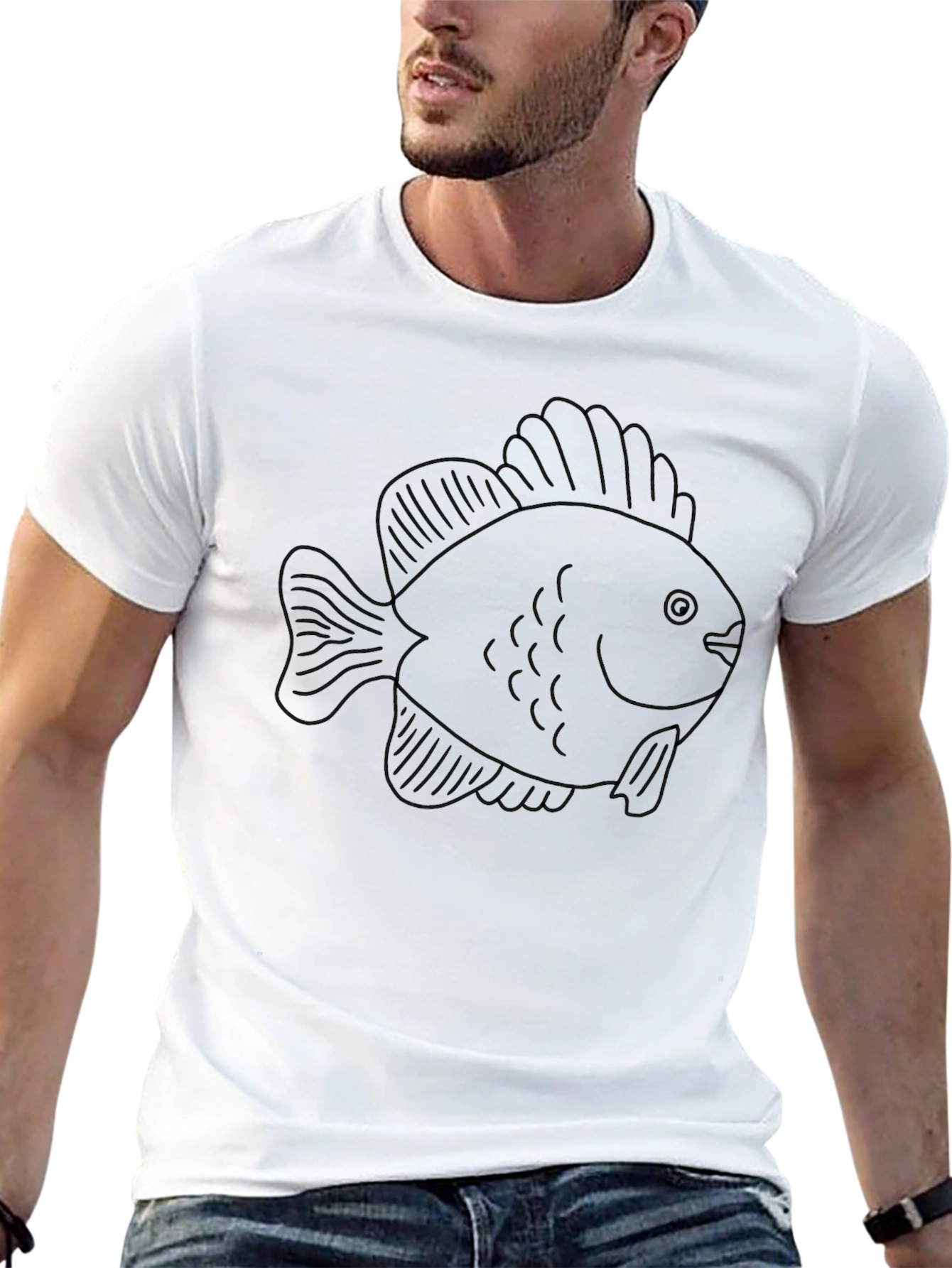 Mens Black Fish Graphic Tee - Casual Comfort
