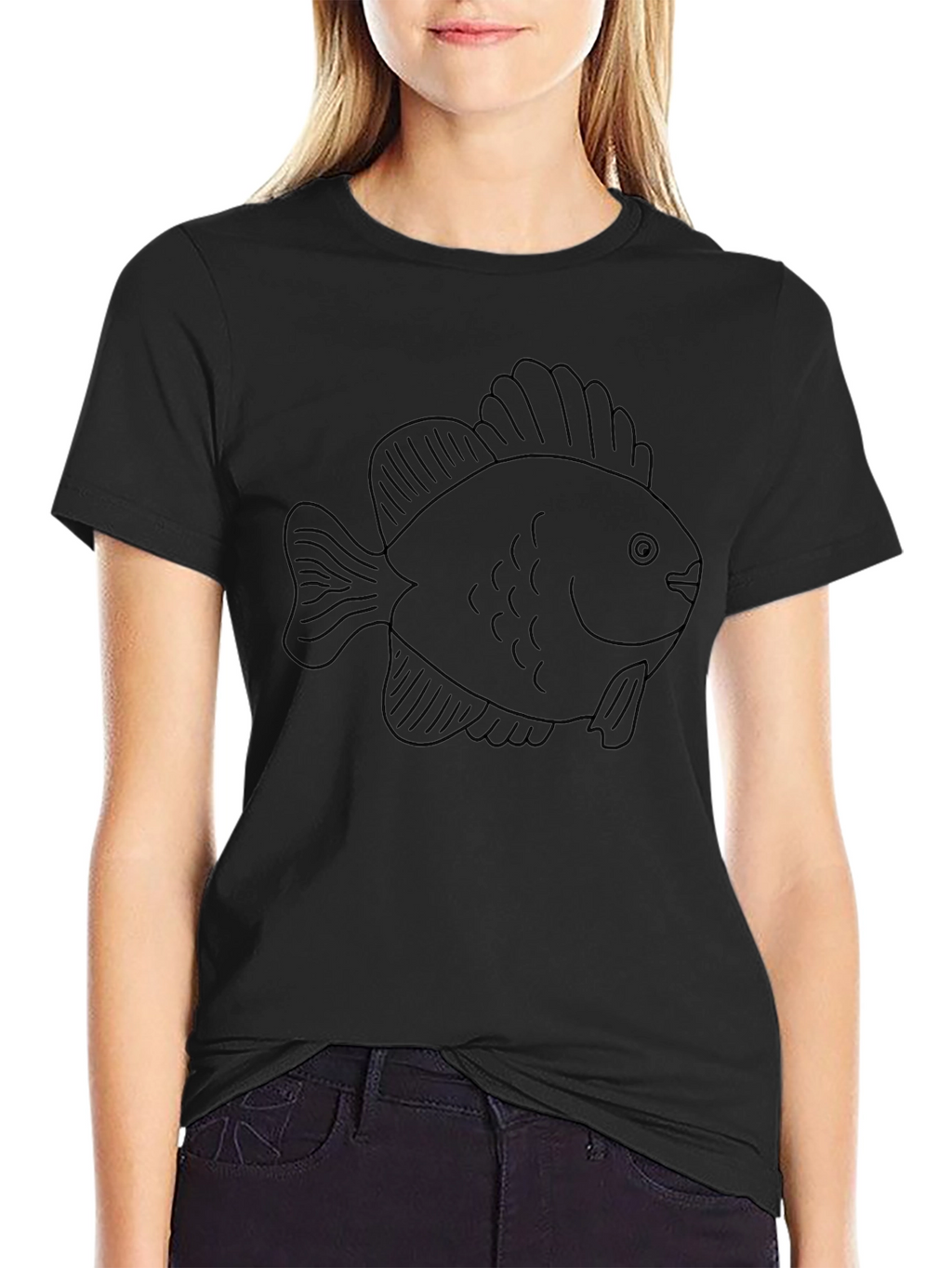 Mens Black Fish Graphic Tee - Casual Comfort