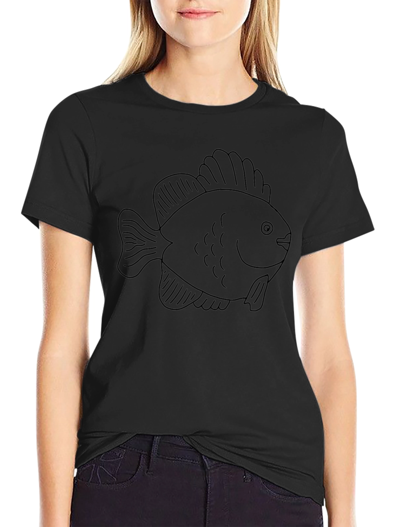 Mens Black Fish Graphic Tee - Casual Comfort