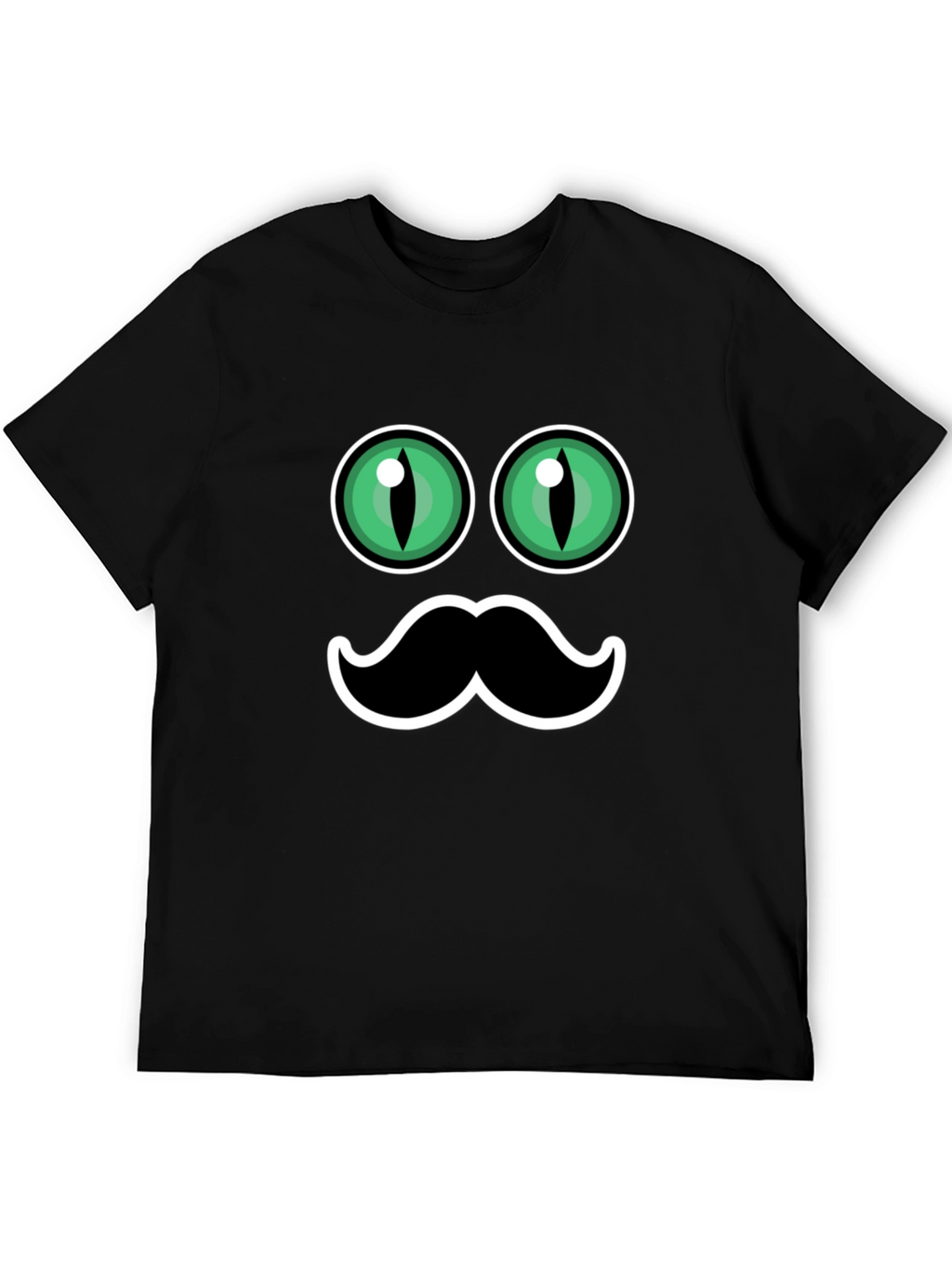 Funny Cat Eyes & Moustache Graphic T-Shirt