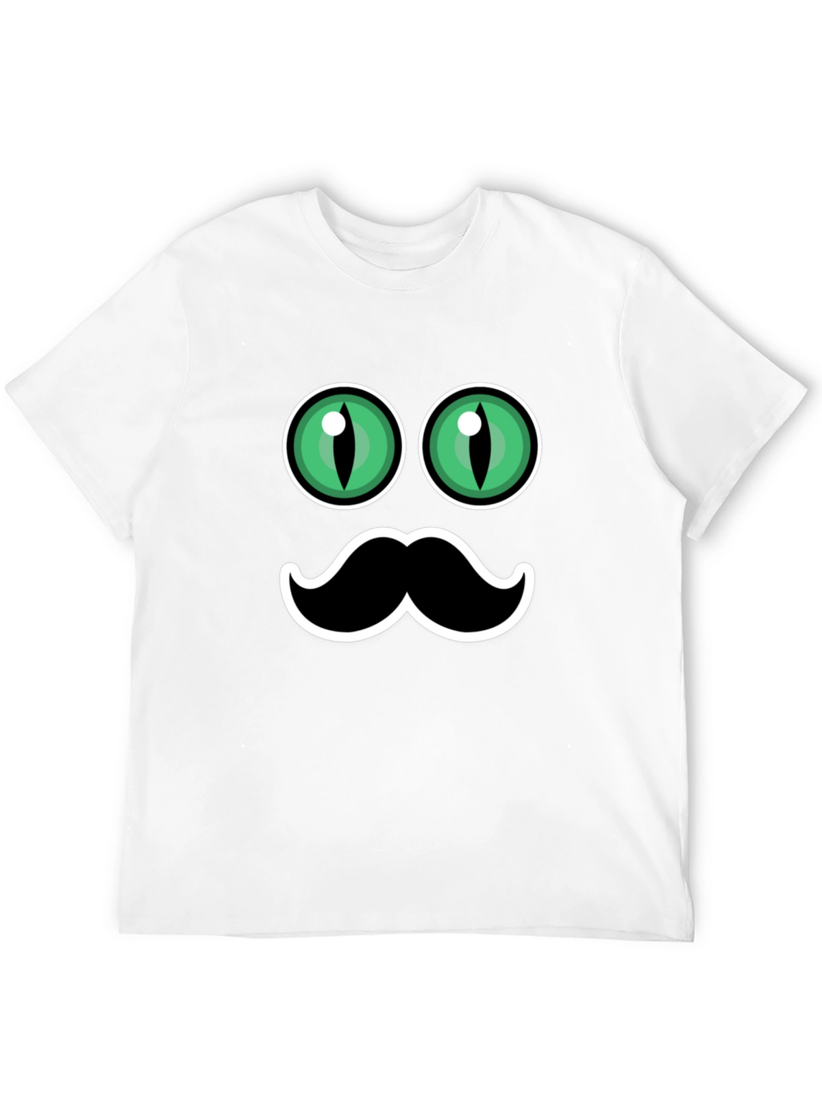 Funny Cat Eyes & Moustache Graphic T-Shirt