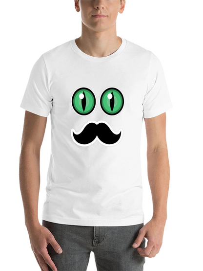 Funny Cat Eyes & Moustache Graphic T-Shirt
