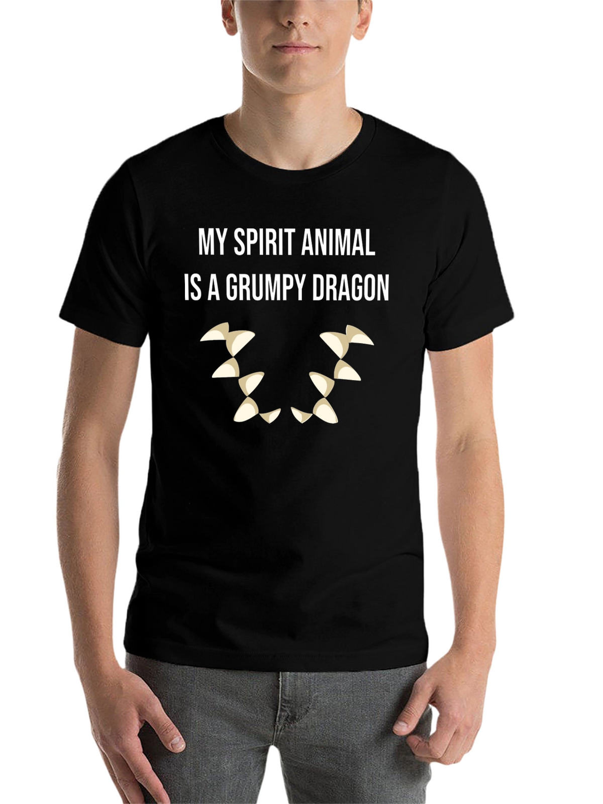 Grumpy Dragon Spirit Animal T-Shirt - Black