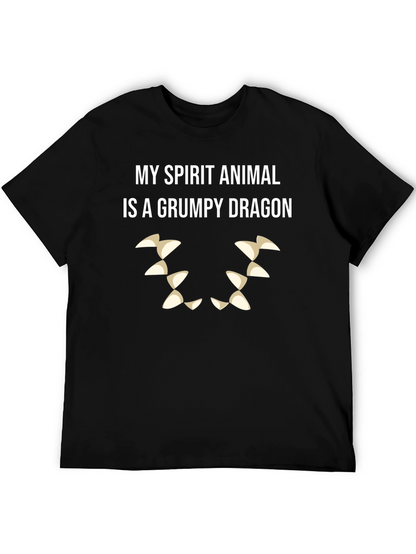 Grumpy Dragon Spirit Animal T-Shirt - Black