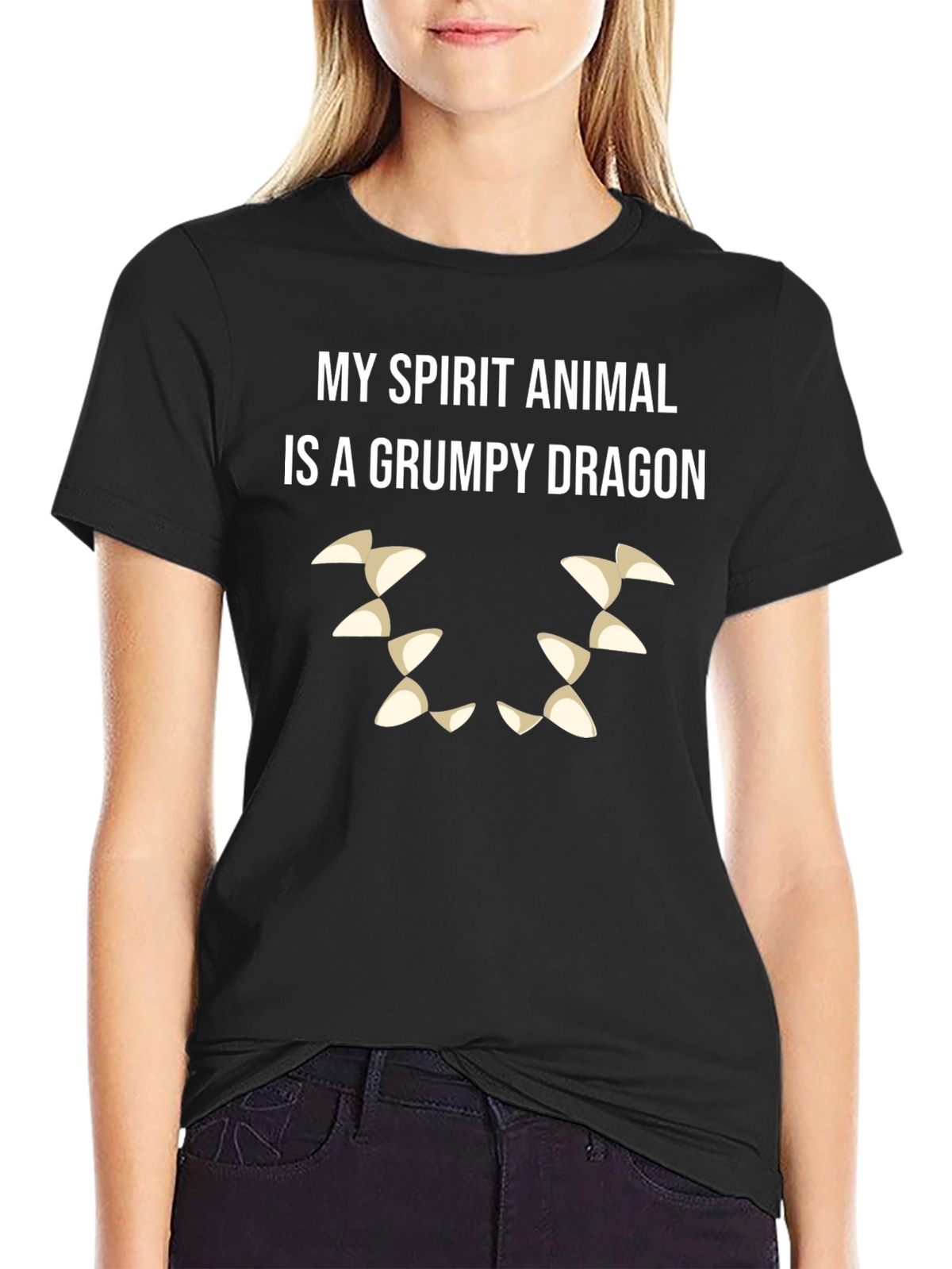Grumpy Dragon Spirit Animal T-Shirt - Black