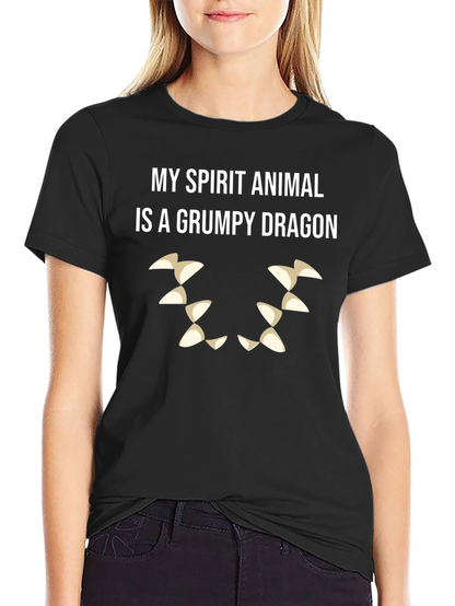 Grumpy Dragon Spirit Animal T-Shirt - Black