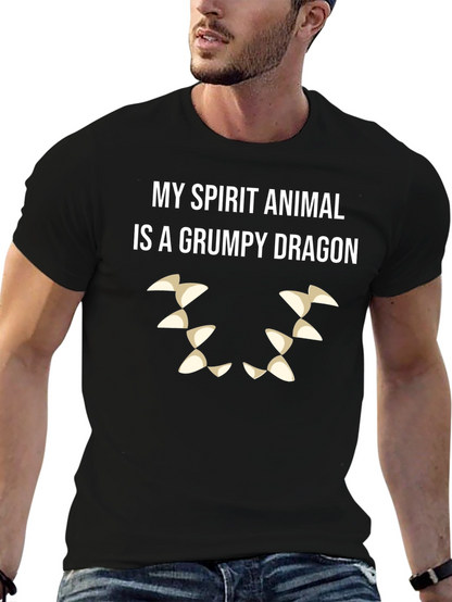 Grumpy Dragon Spirit Animal T-Shirt - Black