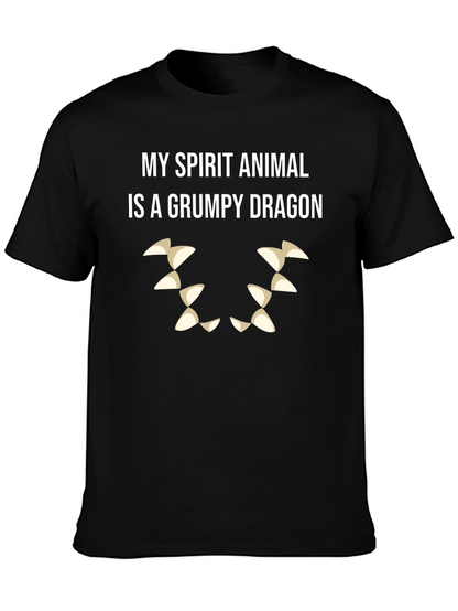 Grumpy Dragon Spirit Animal T-Shirt - Black